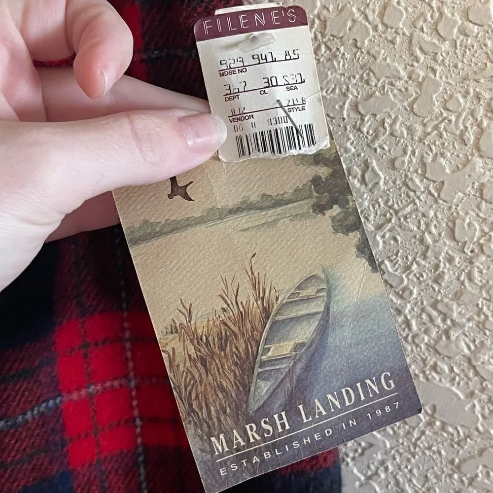 NWT- Vintage Old Stock- Marsh Landing Wool Plaid Red Navy Blue Wrap Skirt, 12